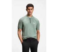 BOSS Zip-neck knit polo with body-mapping design - Style K_Perform_Max PL, 50575861 Light Green XXL