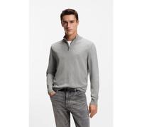 BOSS Zip-neck knitted sweater in cotton - Style Padro-L, 50516914 Grey M
