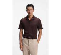 BOSS Zip-neck polo shirt in a cotton-silk blend - Style L-Payrot 147, 50570024 Light Brown XL