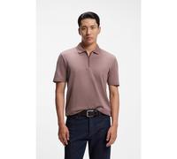 BOSS Zip-neck polo shirt in a cotton-silk blend - Style L-Payrot 147, 50570024 Light Red M