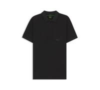 BOSS Zip-Neck Polo Shirt in Moisture-Wicking Stretch Cotton Black