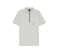 BOSS Zip-neck polo shirt in moisture-wicking stretch cotton - Style Polo Urban Tech, 50544002 Light Grey XXL