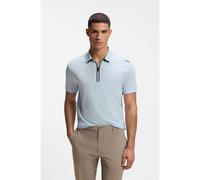 BOSS Zip-neck polo shirt in waffle jacquard - Style PL_Terrace Zip, 50559328 Light Blue
