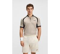 BOSS Zip-neck slim-fit polo shirt in mesh jersey - Style PL_TOC Matchball, 50549498 Light Beige XXL
