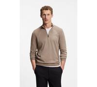 BOSS Zip-neck sweater in a cotton blend - Style KN_Momentum-Lite MZ, 50558352 Light Brown XXXL