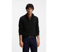 BOSS Zip-neck sweater in cotton and cashmere - Style Kanobix_S, 50527585 Black S