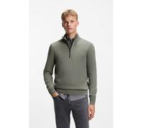 BOSS Zip-neck sweater in cotton and cashmere - Style Kanobix_S, 50527585 Grey XL
