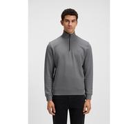BOSS Zip-neck sweatshirt in cotton terry with logo patch - Style Zetrust, 50468926 Grey XL