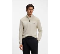 BOSS Zip-neck virgin wool-blend sweater with logo - Style KN_Momentum-X QZ, 50547898 Light Beige M