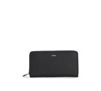 BOSS Ziparound wallet in grained leather with metallic logo lettering - Style Lenah Ziparound, 50558016 Black pcs.