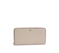 BOSS Ziparound wallet in pebble-textured leather with logo lettering - Style Alyce Ziparound, 50523659 Light Beige pcs.
