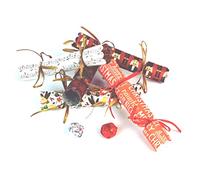 Bossa Nova Luxury Hand-made Christmas Crackers (10 pack), Assorted Festive Patterns with Artisan Chocolate Truffle, joke and paper hat
