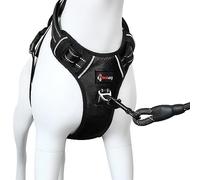 Bossdog No Pull Dog Harness and Lead Set | Anti Pull Harness for Small, Medium, Large and Puppy Dogs | Features Sturdy Top Handle and Reflective Strips (Extra Small, Black)