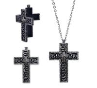 BOSSETY Squids Necklace Game, Cross-shaped necklace with secret compartment, Antique Cross, Character Ten Shaped Pendant Necklaces 3D Metal Design Charm Neck Handmade Jewelry Fashion Accesso