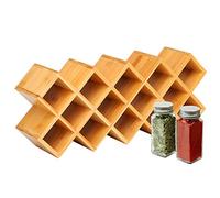 Bossjoy Bamboo Countertop Spice Rack Organizer,Free Standing Spice Organiser Holder, Kitchen Shelf Herbs Spice Bottle Jars Storage Tidy Condiment holder for Countertop Cabinet, 43.5 * 18.5 * 9.5cm