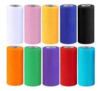 BOSSTER Tulle Roll Spool 10 rolls Fabric Spool 6 inches 25 yards Multicolor Tulle Fabric for Table Runner Warping Crafts Bow Tutu Skirt Wedding Party Birthday Festival Decoration10 colors