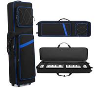 BOSSTIN 88 Key Keyboard Case with Wheels, Inner Size: 52.5"x 15"x 7", Waterproof Padded Rolling Gig Bag Keyboard Piano Case for 88 Key Piano Keyboard (Blue)