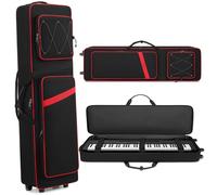 BOSSTIN 88 Key Keyboard Case with Wheels, Inner Size: 53"x 15"x 7", Waterproof Padded Rolling Gig Bag Keyboard Piano Case for 88 Key Piano Keyboard (Red)