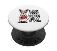 Bossy Chihuahua Coffee Lover Funny Dog Sarcastic Attitude PopSockets Adhesive PopGrip