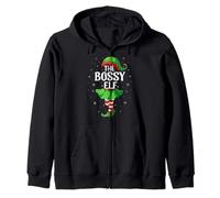 Bossy Elf Christmas Girls Women Elf Squad Xmas Family Zip Hoodie