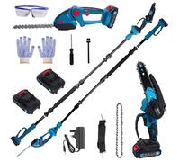 Bostar 4 in 1 Cordless Garden Multi Tool Set, Pole Chainsaw & Hedge Trimmer, Compatible with Makita-18V, 2.5m Extendable Long Reach Pruner with Shoulder Strap, 2 Batteries for Tree & Hedge Cutting