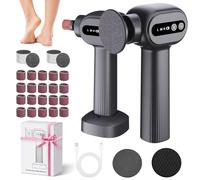 Bostar 6 Levels Electric Foot File Hardness, 2 in 1 Professional Pedicure Callus with 42 Replacement Pads for Hardness Feet Eliminate for Dead and Cracked (Black)