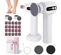 Bostar 6 Levels Electric Foot File Hardness, 2 in 1 Professional Pedicure Callus with 42 Replacement Pads for Hardness Feet Eliminate for Dead and Cracked (White)