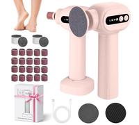 Bostar 6 Levels Electric Foot File Hardness, 2 in 1 Professional Pedicure Callus with 42 Replacement Pads for Hardness Feet Eliminate for Dead and Cracked (Pink)