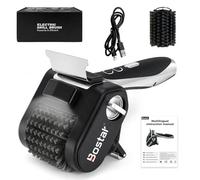 Bostar Electric Grill Brush Cordless - 4000mAh Power BBQ Cleaner with Scraper & LED Light, 450 RPM High Torque Rotary Scrubber for Gas & Charcoal Grills, Incl. 1 Spare Brush Roller