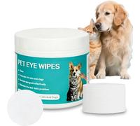 BOSTEU 100PCS Hypoallergenic Pet Eye Cleaning Wipes to Remove Tear Stains, Crust & Discharge, Pre-Soaked Non-Woven Wipes Pet Eye Wipes Daily Care