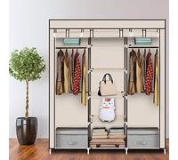 BOSTEU 69" Clothes Wardrobe Closet Garment Rack with Hanging Rails, Bedroom Clothes Storage Organiser Cupboard