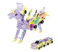 BOSTEU Crash-activated Transforming Car, 2Pcs Automatic Deformation of Magnetic Connections, Kids Car Toys (C)