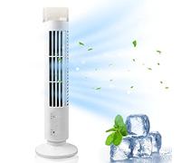 BOSTEU Electric Tower Cooling Fan, 2 Speed Setting Bladeless USB Mini Vertical Conditioner Stand Up Tower Fan for Office Bedroom Home Indoor Desktop (white)