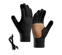BOSTEU USB Heated Gloves for Men, Non-silp Touch Screen Full Finger Electric Winter Knitted Gloves For Driving Running Indoor Outdoor (black)