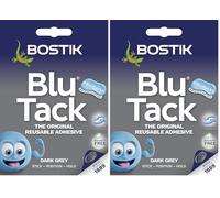 Bostik Blu Tack Grey - Handy Size - Multipurpose Reusable Adhesive - Safe & Easy to Use - Non-Toxic (Pack of 2)