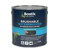 Bostik Brushable Waterproofer Roof Coating Black - 2.5 L - Fibre-Reinforced Bituminous Waterproofing Compound for Roofs - Concrete, Metal & Felt - Tough Protective Sealant