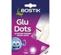 Bostik Extra Strong Glu Dots 64 Sticky Dots No Mess Easy to Use Clear Double Sided Adhesive for Instant Fixing and Crafts Invisible Fixing
