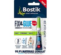 Bostik Fix & Glue Liquid, Ultra-Strong, Fast-Setting Super Glue, Bonds 99.9% of Materials, Solvent Free, 3g Tube