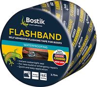 Bostik Flashband Self Adhesive Flashing Tape for Roofs, Provides an Instant Watertight Seal, Colour: Grey, 100mm x 3.75m Complete With Primer