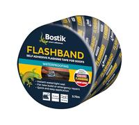 Bostik Flashband Self Adhesive Flashing Tape for Roofs, Provides an Instant Watertight Seal, Colour: Grey, 150mm x 3.75m Complete With Primer