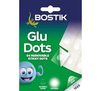 Bostik Glu Dots 64 Sticky Dots Easy to Use Removable Double Sided Adhesive for Instant Fixing and Crafts Invisible Fixing No Mess Clear
