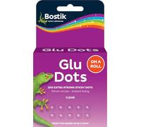Bostik Glu Dots on a Roll Clear - x 200 Glue Dots - Extra Strong - Double-Sided - For Instant Fixing & Crafts - Easy to Use - No Mess