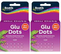 Bostik Glu Dots on a Roll - Extra Strong, Clear, Double-Sided, Acid & Lignin Free, 200 Glu Dots (Pack of 2)