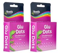 Bostik Glu Dots on a Roll - Extra Strong, Double-Sided Glue Dots, For Instant Fixing & Crafts, Easy to Use, No Mess, Clear, x200 Glu Dots (Pack of 2)