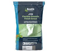 Bostik J115 Flexible Smooth Finish Tile Grout Grey - 5kg - Mould-Resistant - Waterproof - Non-Slip - Suitable for Walls & Floors - Indoor/Outdoor Use