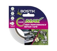Bostik | Max Repair Tape | Clear | Ultra Strong Waterproof Duct Tape | Maximum Bond Strength | Heat, Water & UV Resistant | Indoor & Outdoor Use | 50mm x 20m Roll