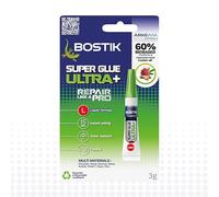 Bostik Super Glue Ultra+ – 60% Biobased Formula, Fast-Setting, High-Strength – 3G Tube Clear