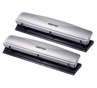 Bostitch 3 Hole Punch, 12 Sheet Capacity, Metal, Silver, 2-Pack