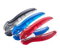 Bostitch EZ Squeeze Hole Punch - 3-Pack, Single Hole Punch 10 Sheet Capacity, Ideal for Kids and Adults, Black, Red and Blue