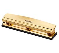 Bostitch Office 3 Hole Punch, 12 Sheet Capacity, Metal, Gold Chrome
